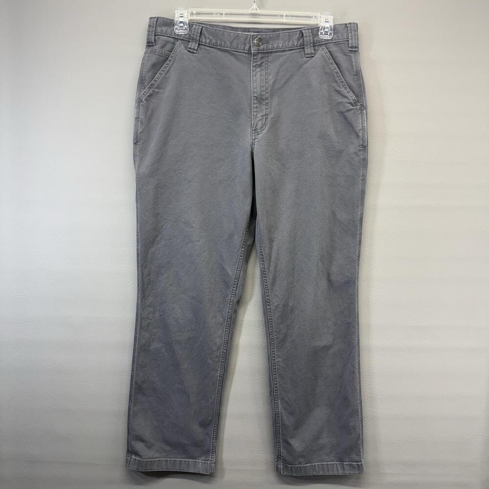 Carhartt Jeans Mens 38x32 (Measures 38x30) Grey Canvas Work Pants Relaxed Fit